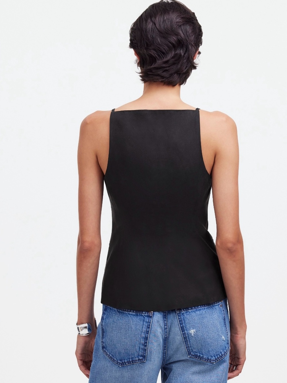 Madewell Black Button-Front Sleeveless Vest - Picture 3 of 3